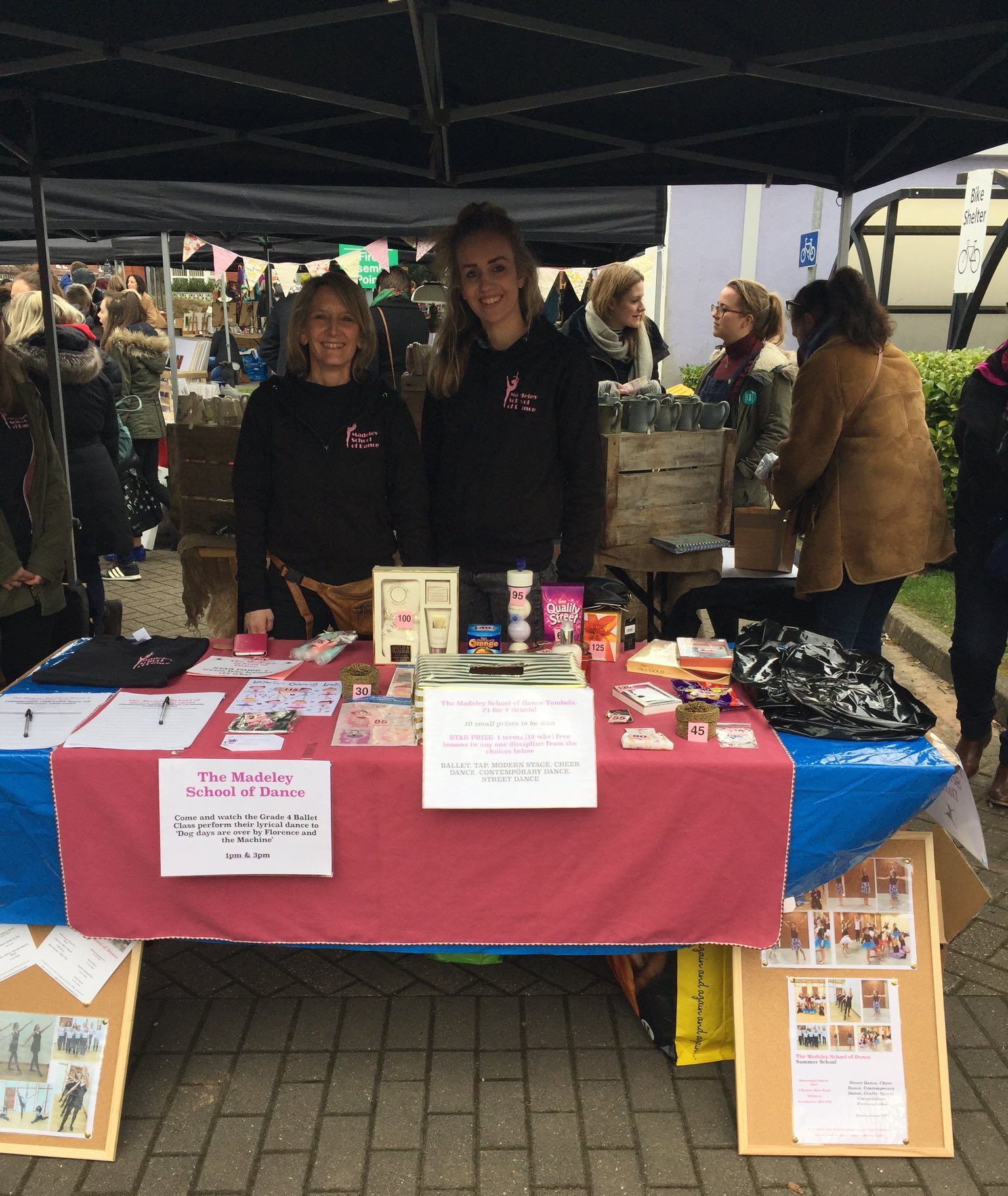 Sally and Katie on the Madeley School of Dance market stall