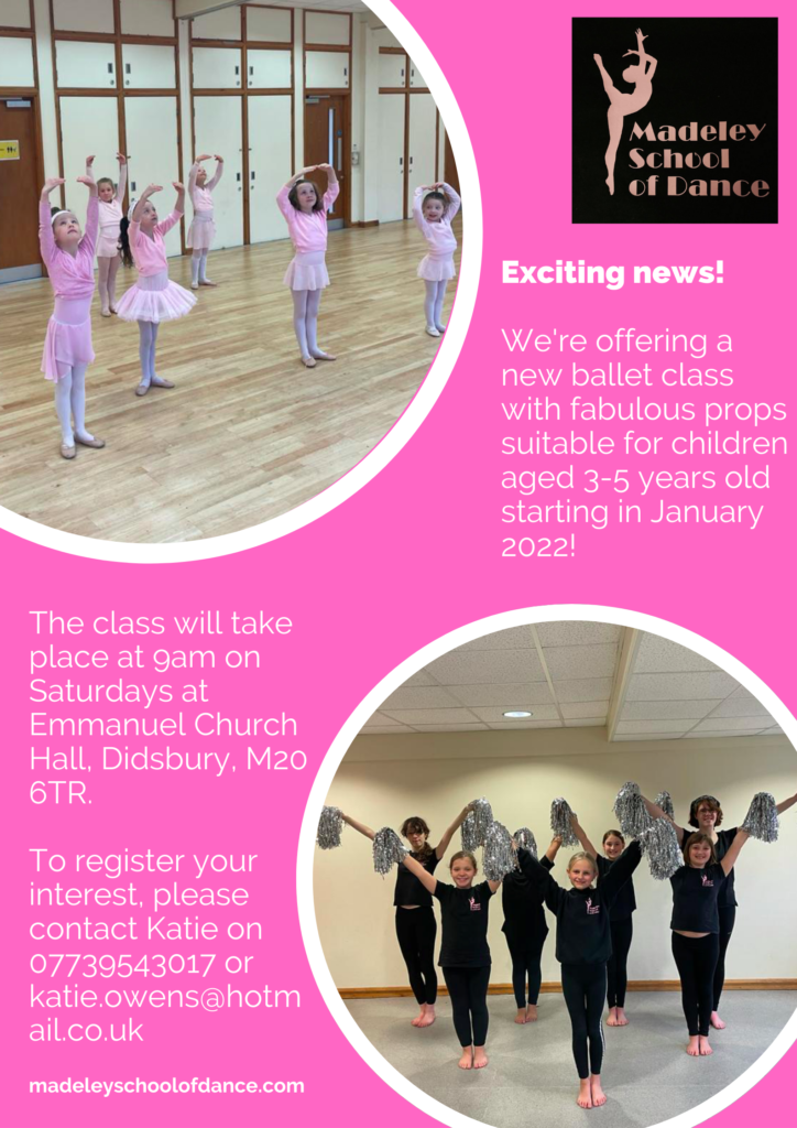 Poster for new ballet class for 3-5 yr olds